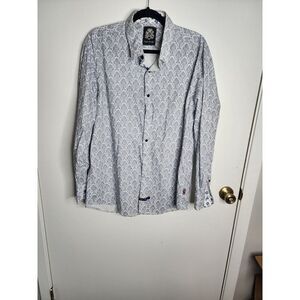 English Laundry Paisley Shirt Men's XL Casual Button Down Long Sleeve White Blue